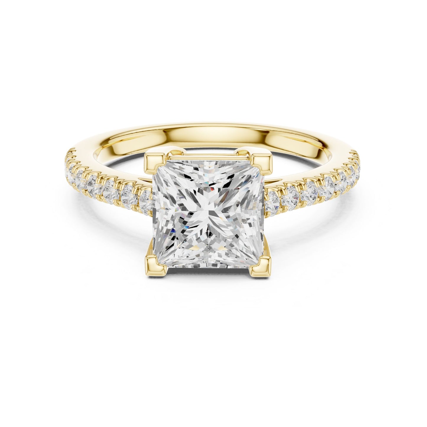 Princess Lab Grown Diamond Pave Engagement Ring