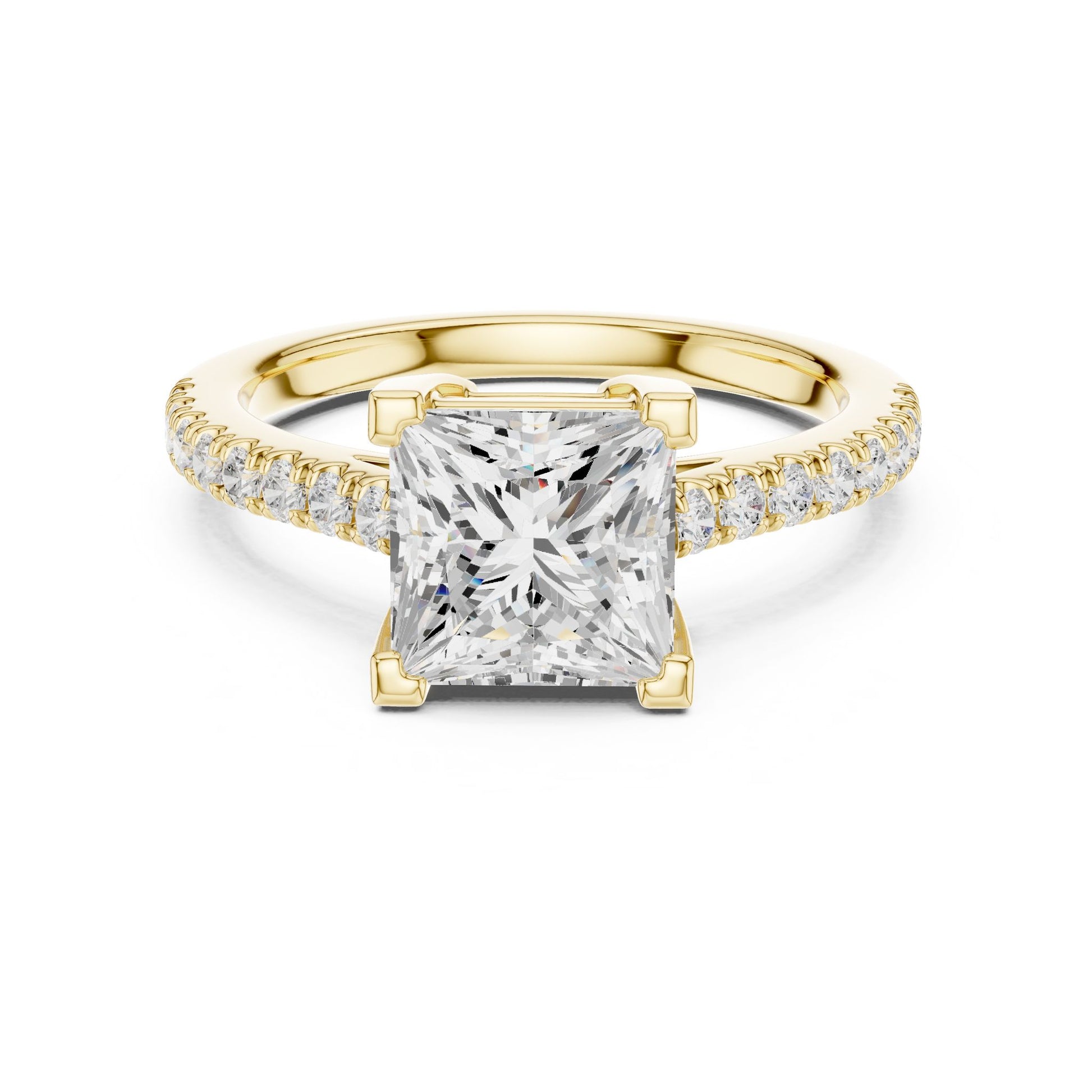 Princess Lab Grown Diamond Pave Engagement Ring