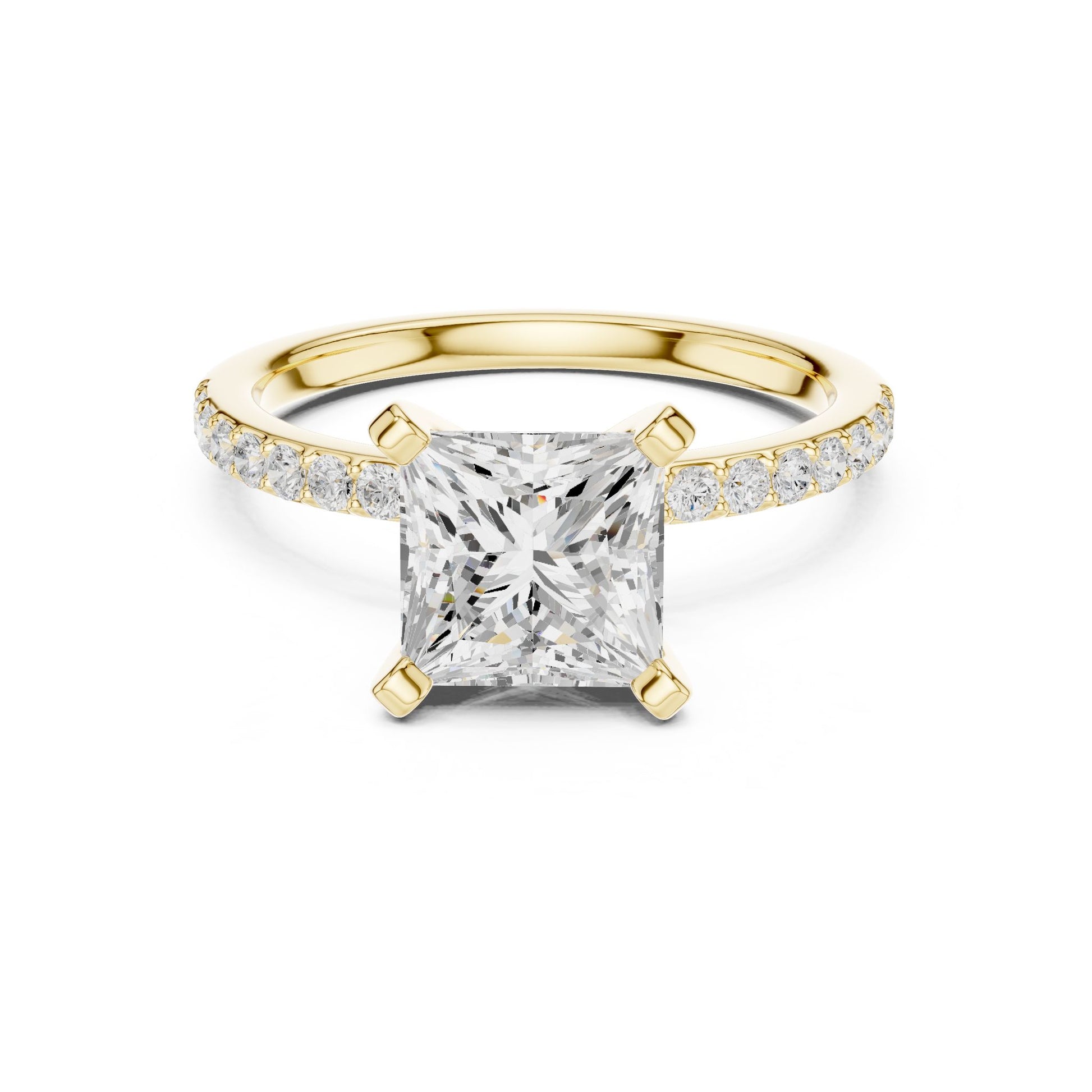Princess Lab Grown Diamond Pave Engagement Ring