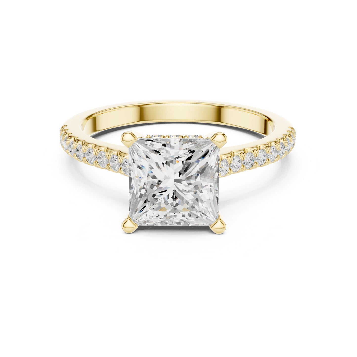 Princess Lab Grown Diamond Pave Engagement Ring