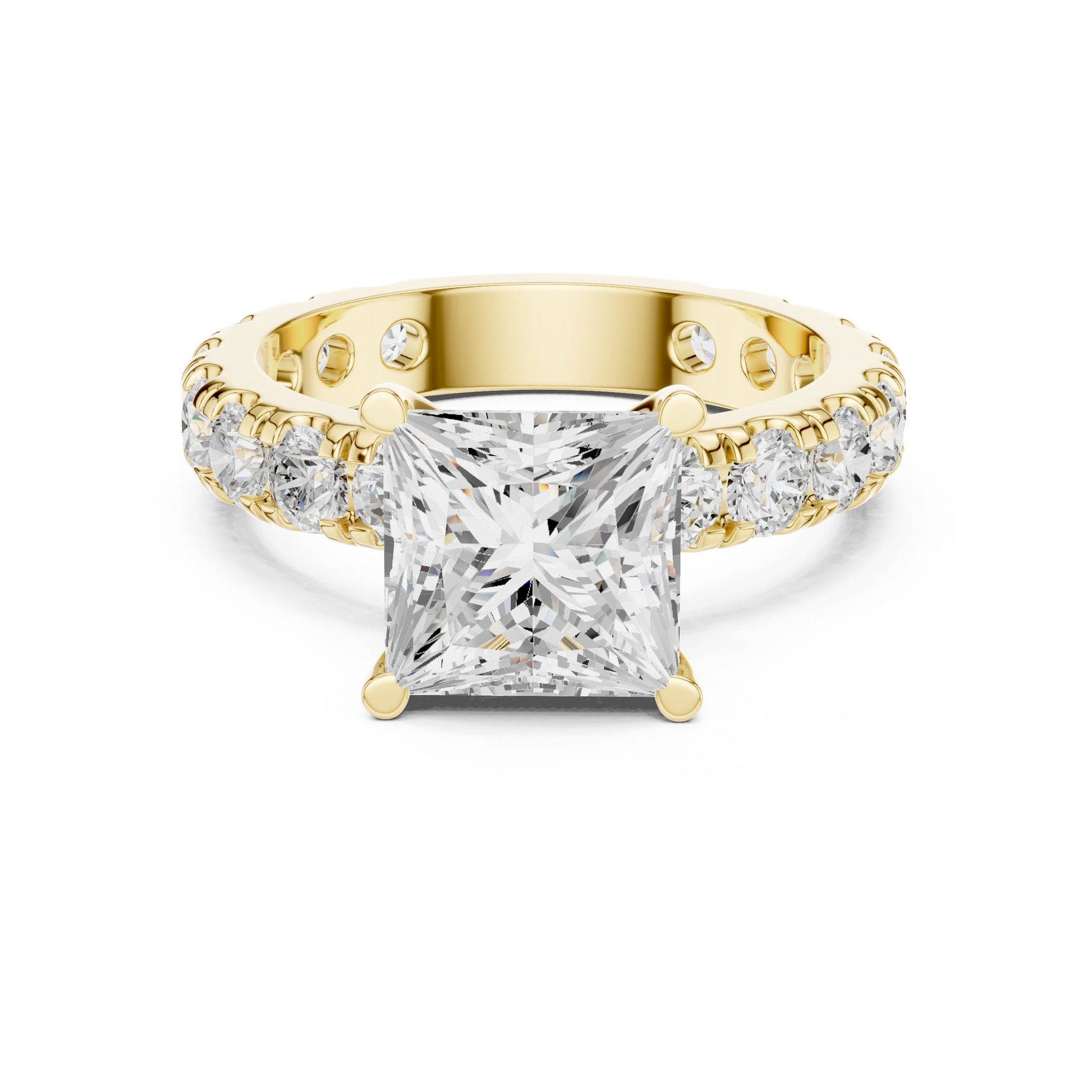 Princess Lab Grown Diamond Pave Engagement Ring