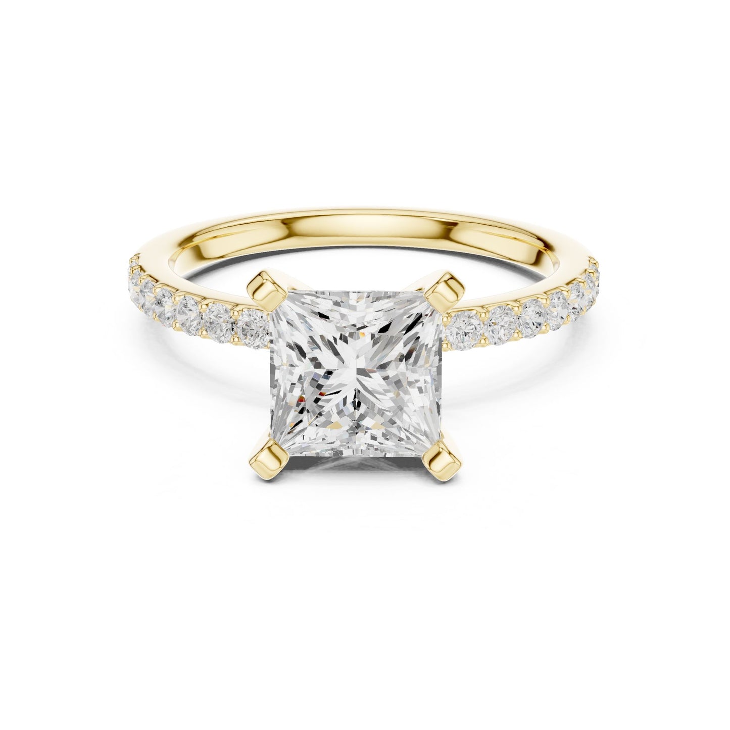 Princess Lab Grown Diamond Pave Engagement Ring
