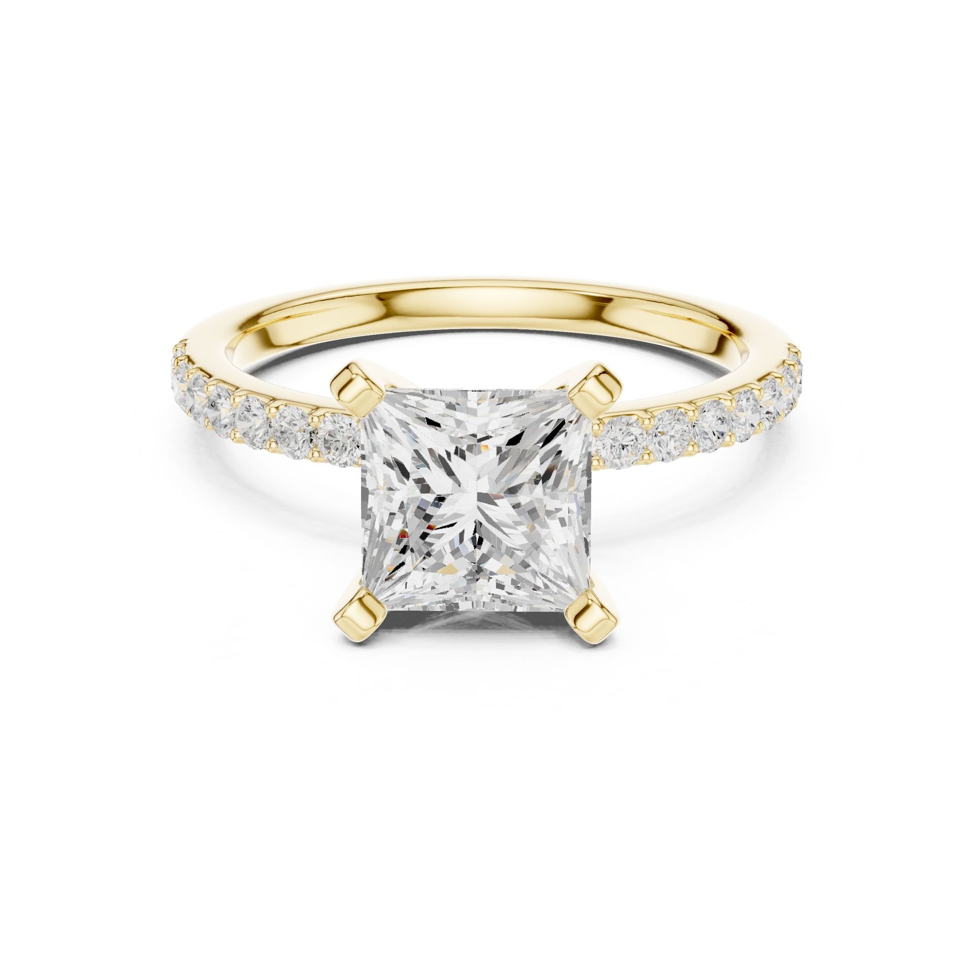 Princess Lab Grown Diamond Pave Engagement Ring
