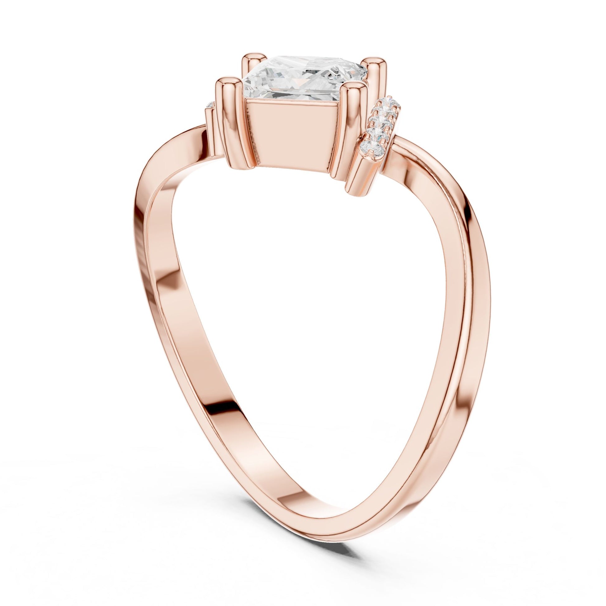 Princess Lab Grown Diamond Side-Stone Engagement Ring