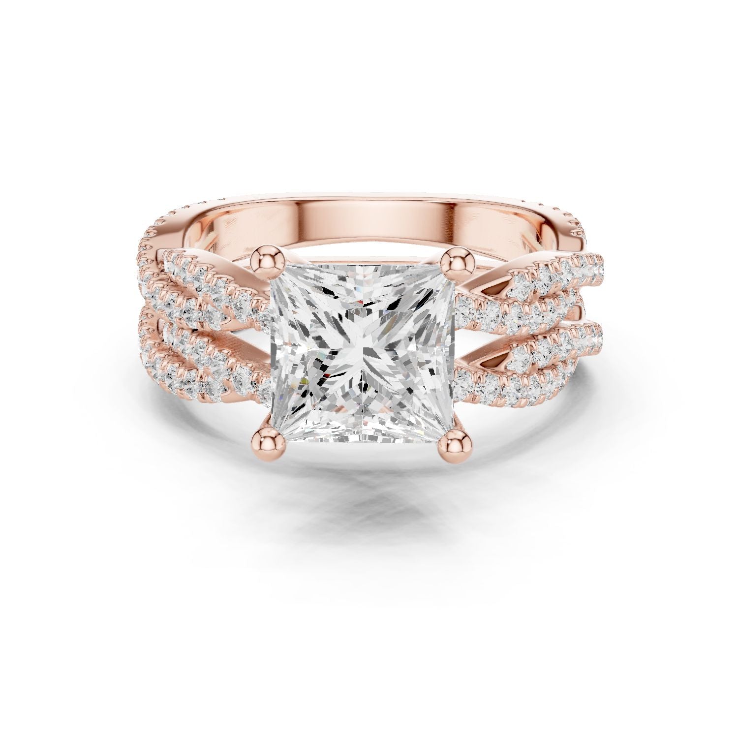 Princess Lab Grown Diamond Side-Stone Engagement Ring