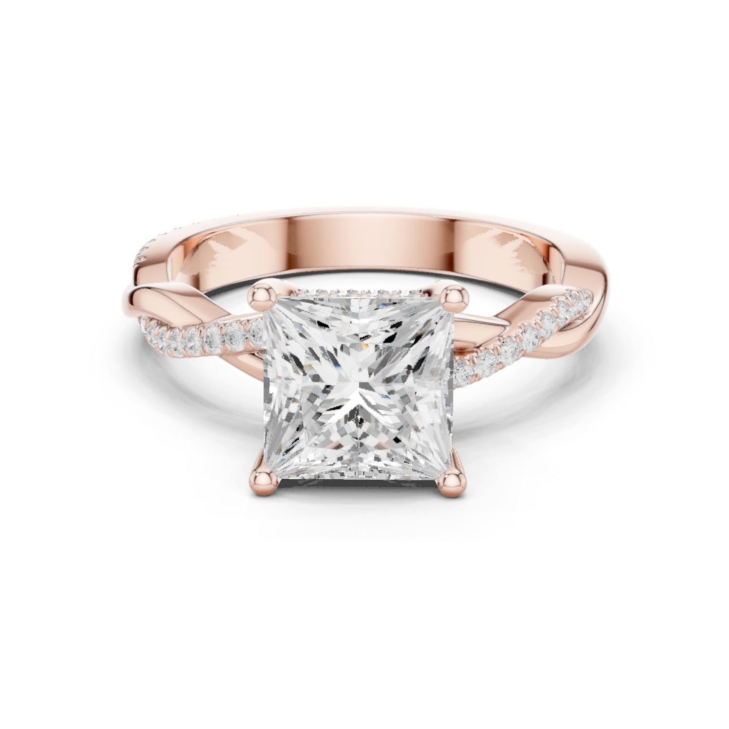 Princess Lab Grown Diamond Side-Stone Engagement Ring