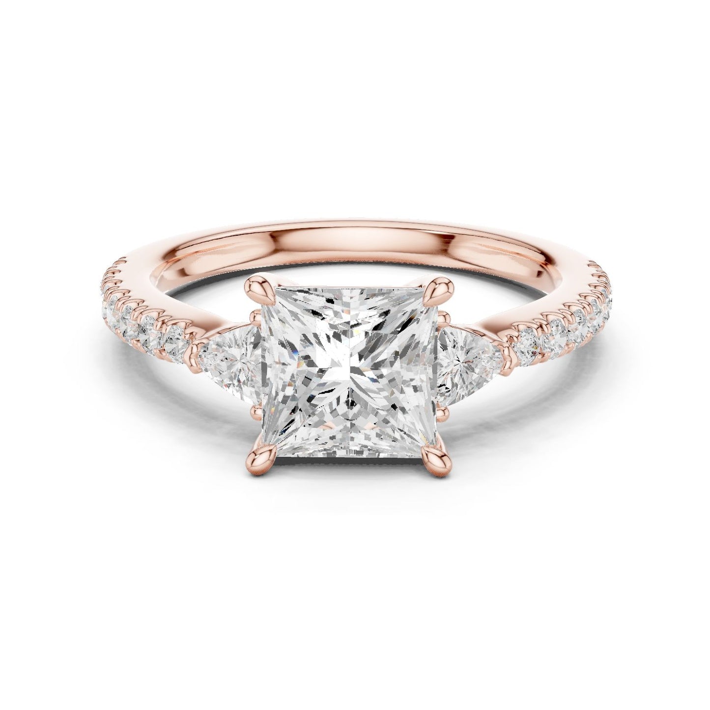 Princess Lab Grown Diamond Side-Stone Engagement Ring