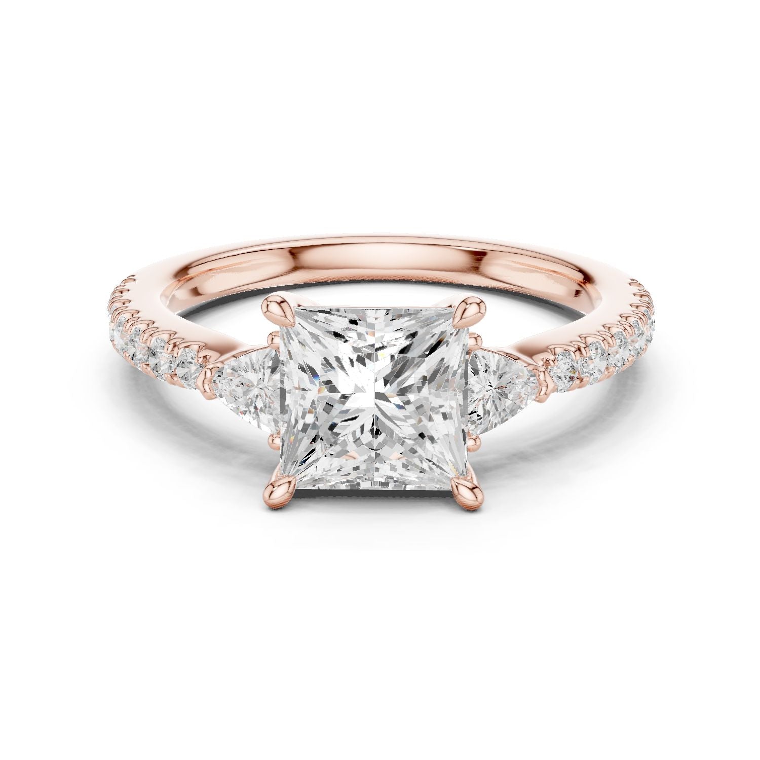 Princess Lab Grown Diamond Side-Stone Engagement Ring