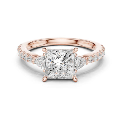 Princess Lab Grown Diamond Side-Stone Engagement Ring