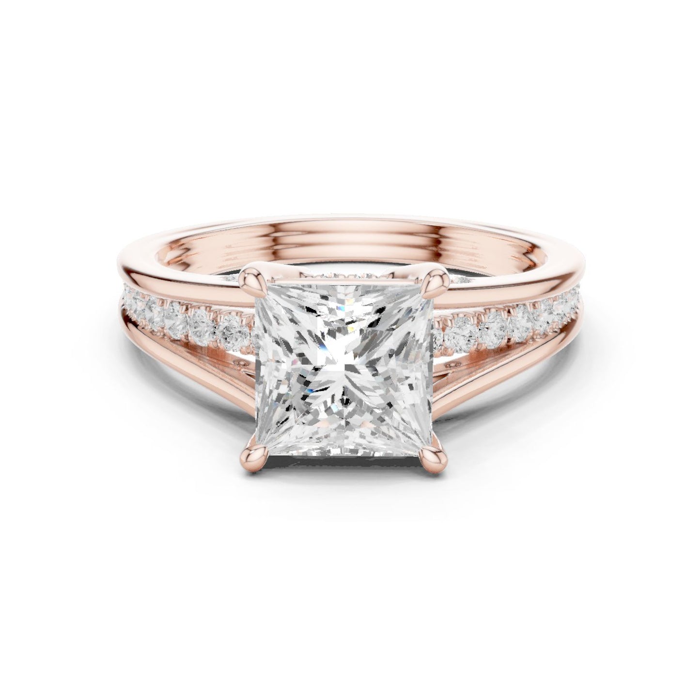 Princess Lab Grown Diamond Side-Stone Engagement Ring