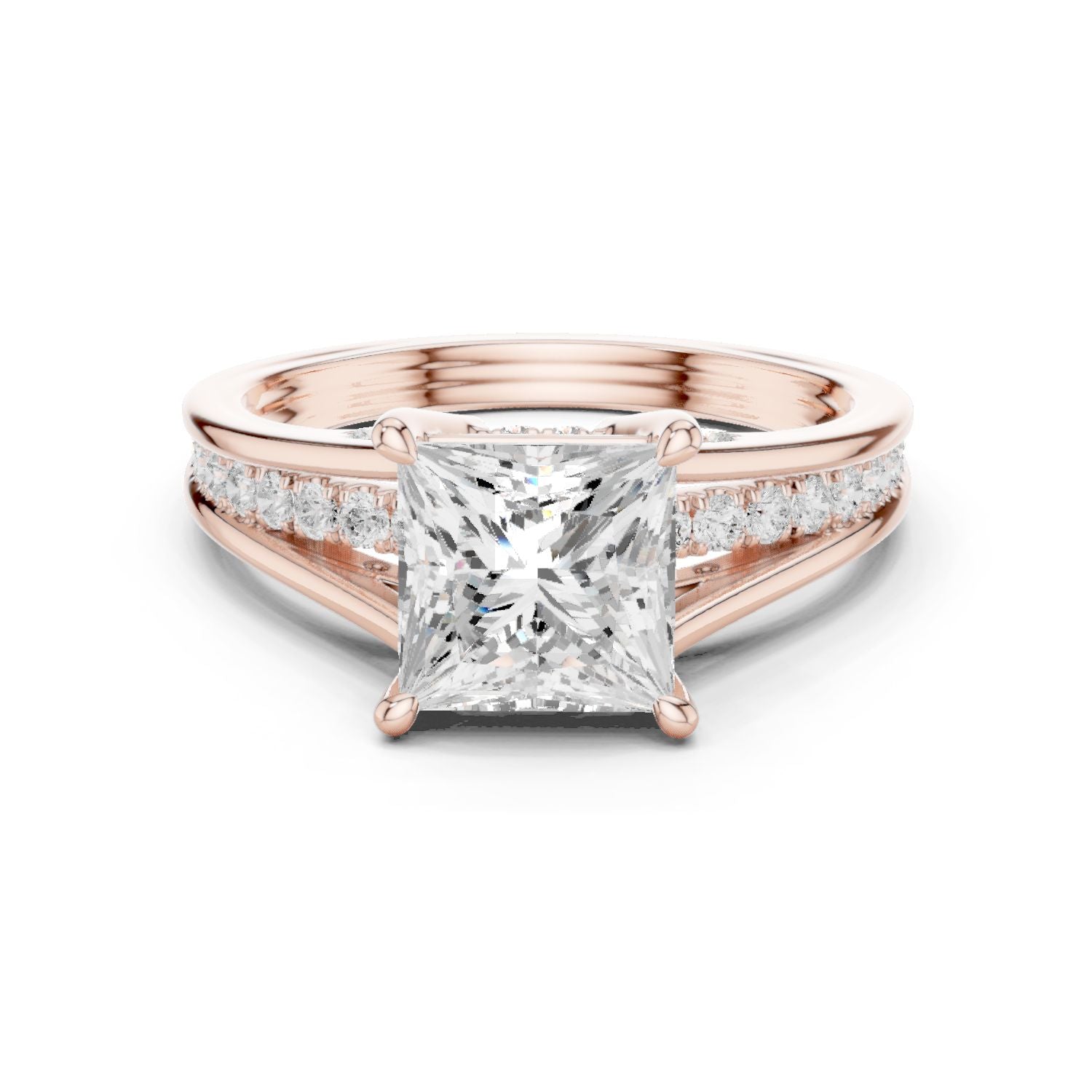 Princess Lab Grown Diamond Side-Stone Engagement Ring