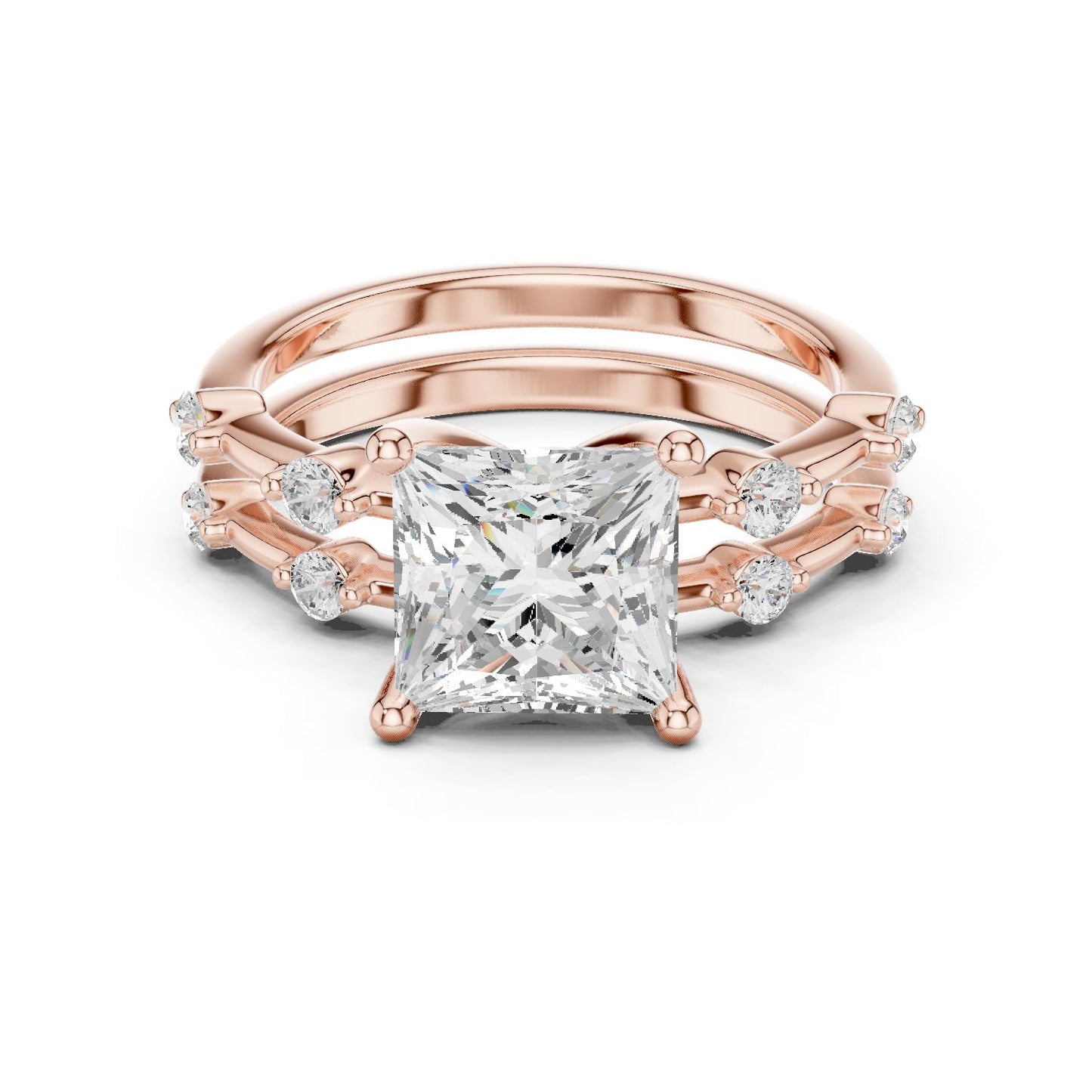 Princess Lab Grown Diamond Side-Stone Engagement Ring