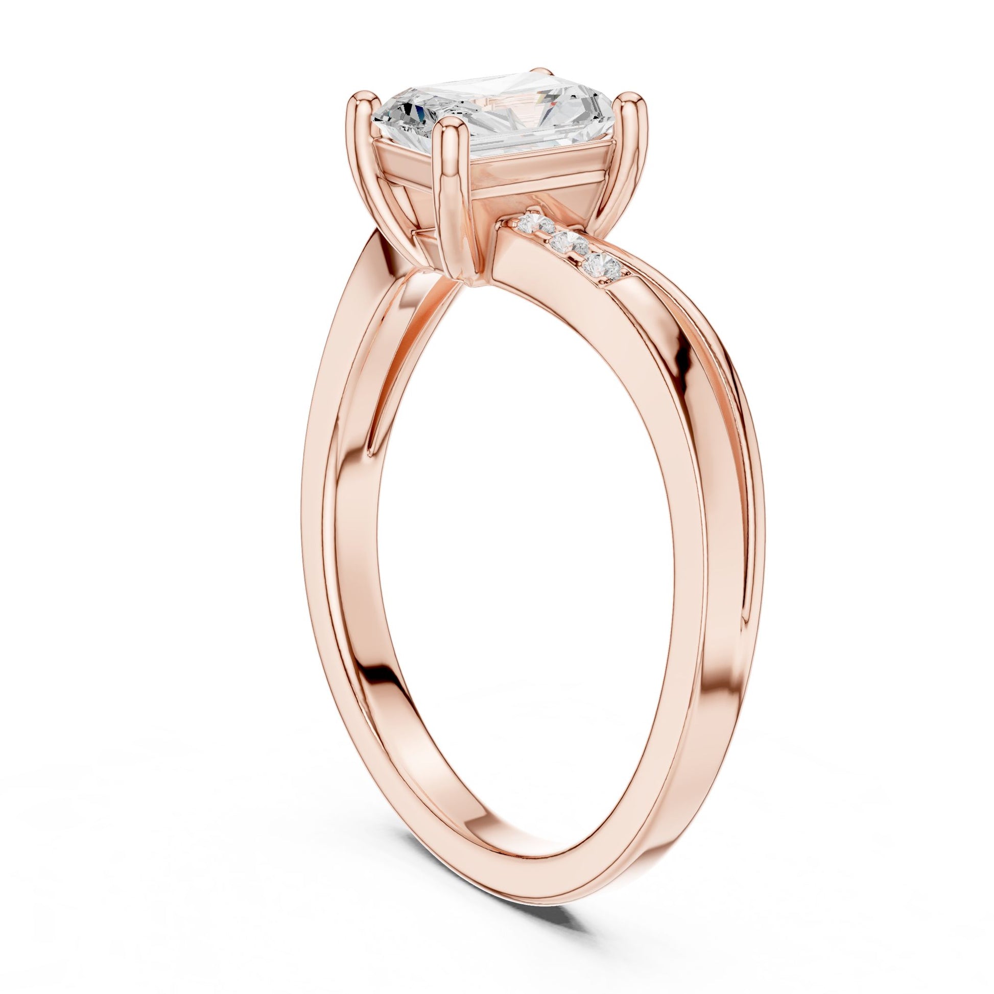 Princess Lab Grown Diamond Side-Stone Engagement Ring