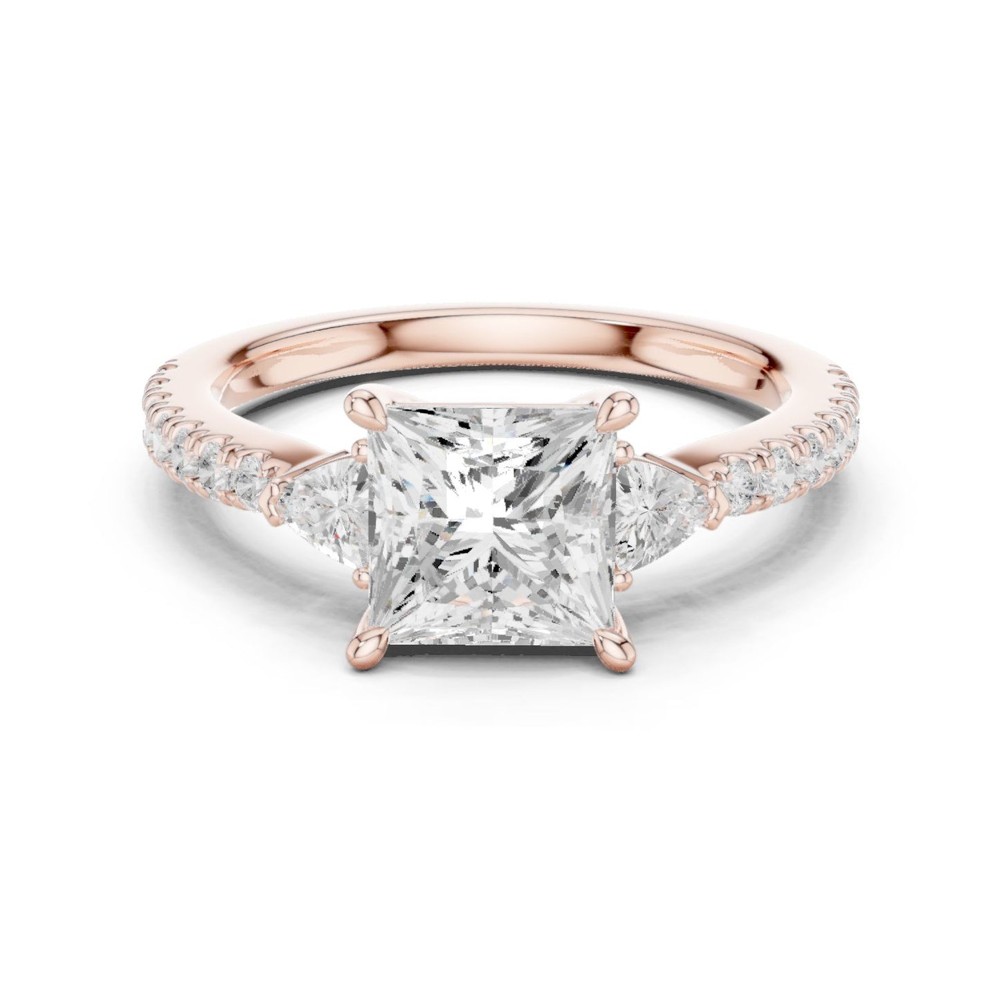 Princess Lab Grown Diamond Side-Stone Engagement Ring