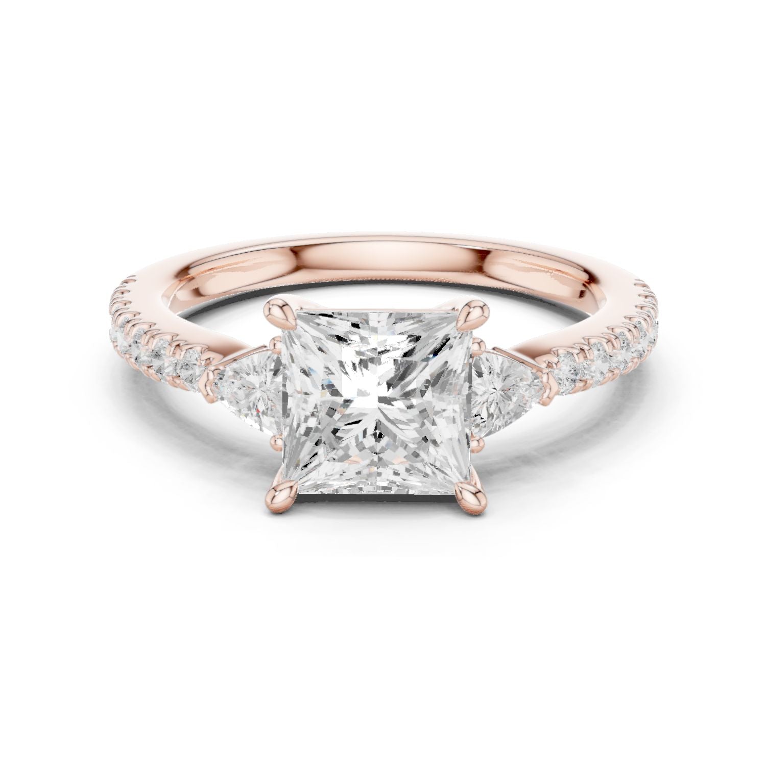 Princess Lab Grown Diamond Side-Stone Engagement Ring