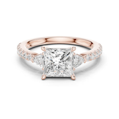 Princess Lab Grown Diamond Side-Stone Engagement Ring