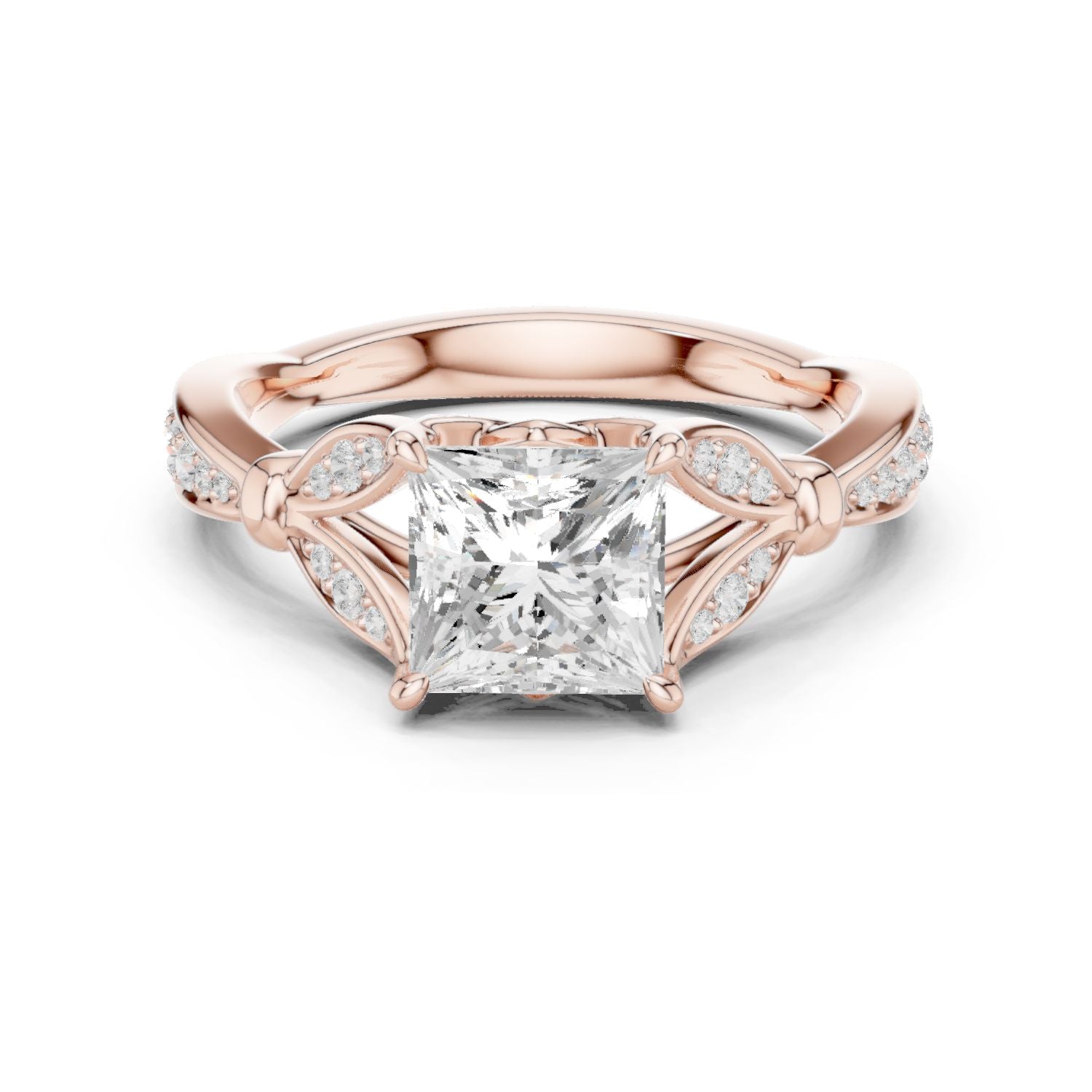 Princess Lab Grown Diamond Side-Stone Engagement Ring