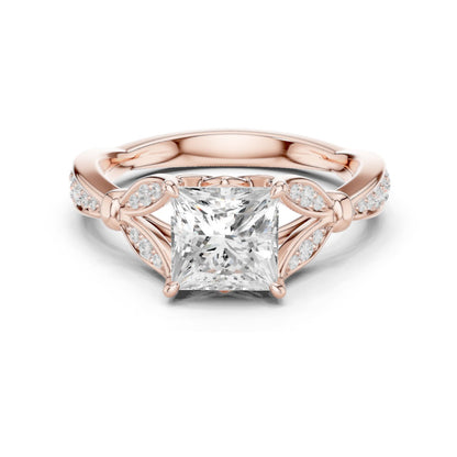 Princess Lab Grown Diamond Side-Stone Engagement Ring