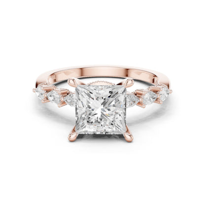 Princess Lab Grown Diamond Side-Stone Engagement Ring