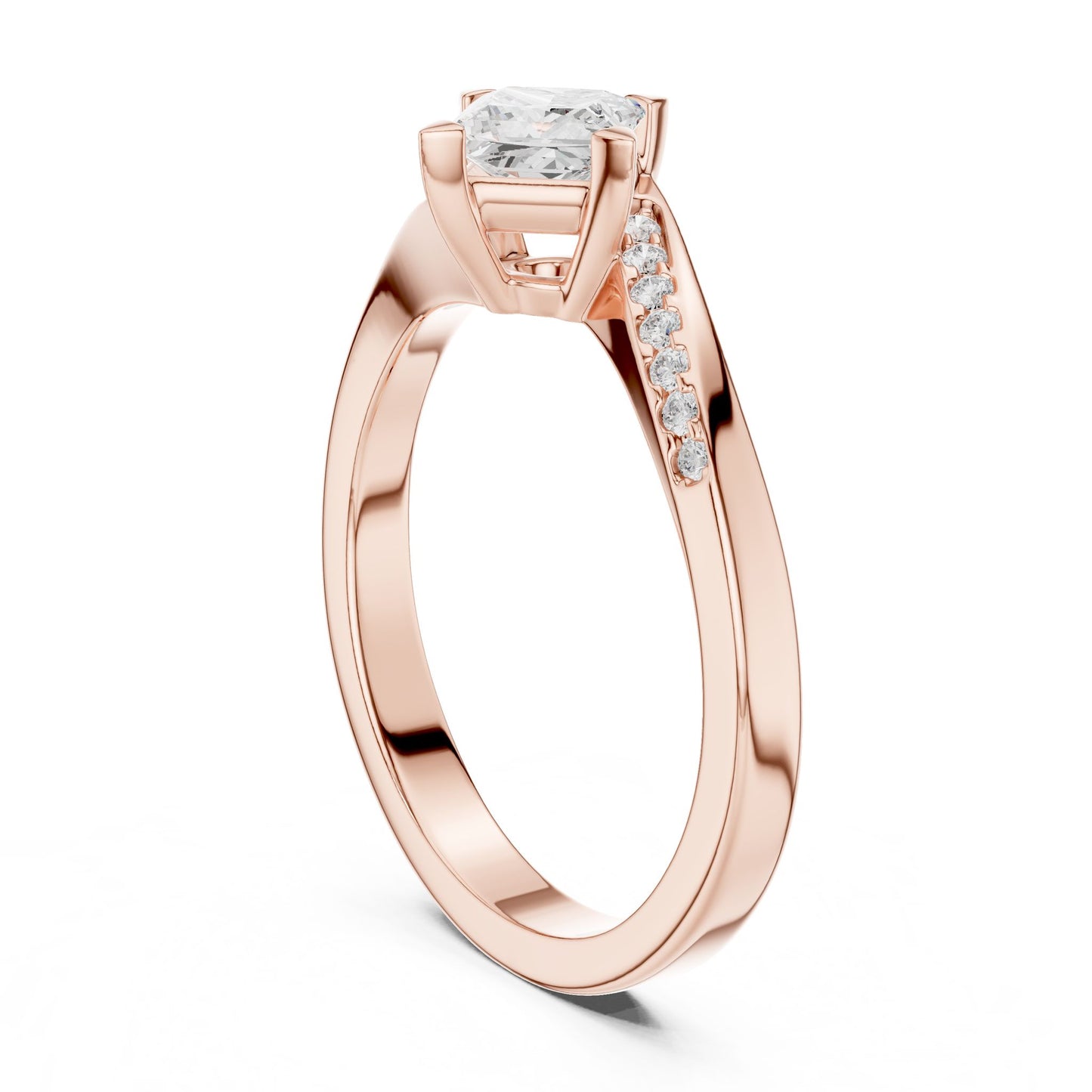 Princess Lab Grown Diamond Side-Stone Engagement Ring