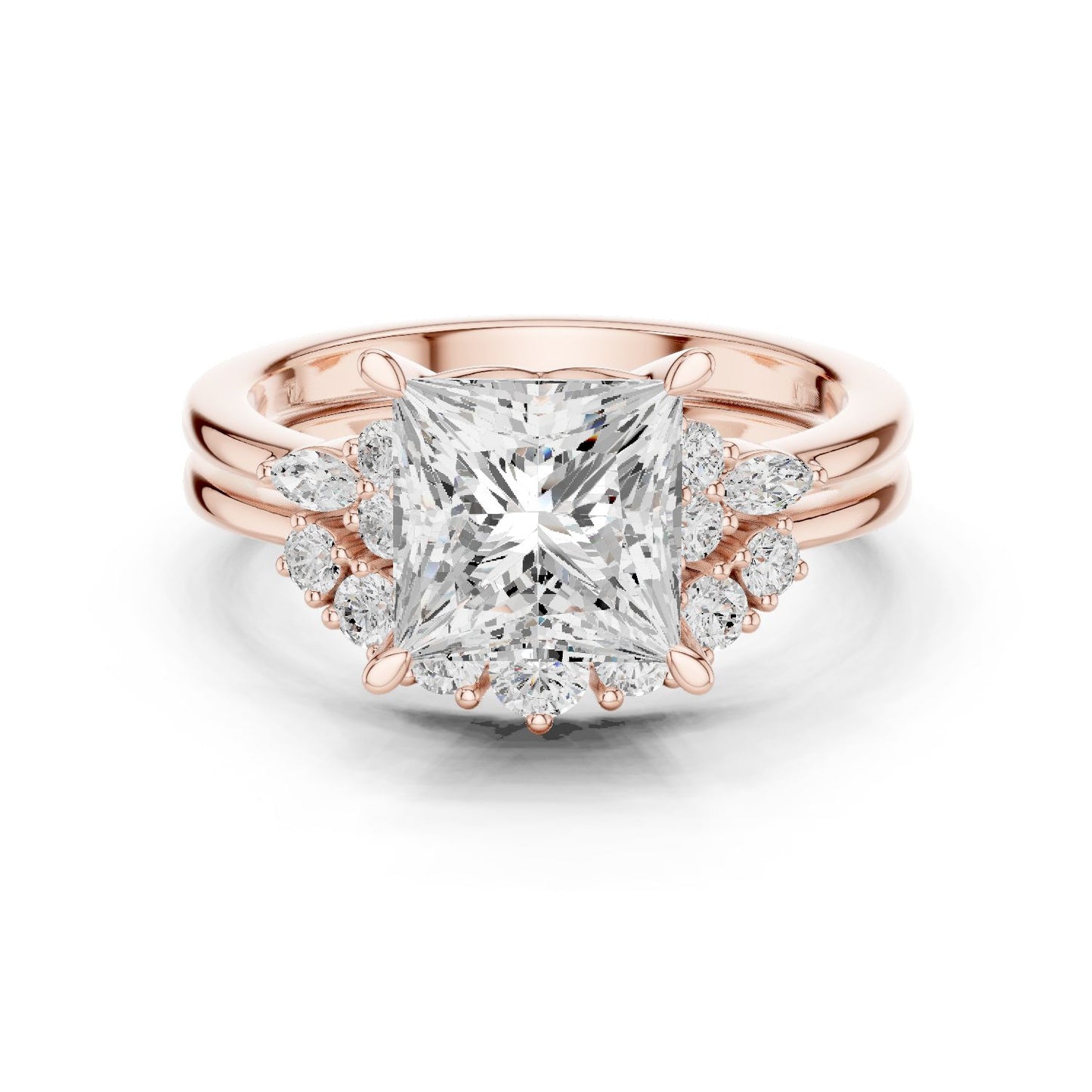 Princess Lab Grown Diamond Side-Stone Engagement Ring
