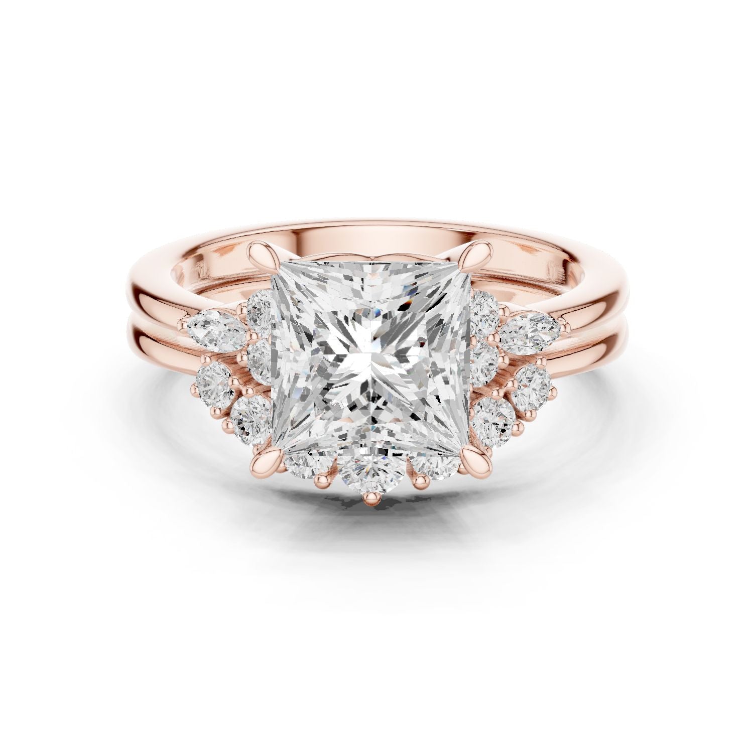 Princess Lab Grown Diamond Side-Stone Engagement Ring