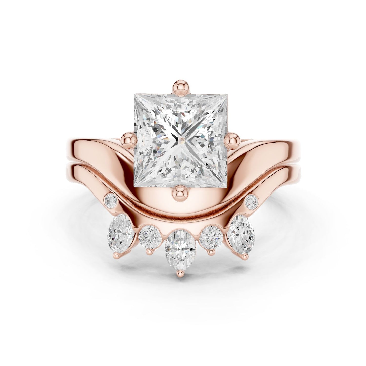 Princess Lab Grown Diamond Side-Stone Engagement Ring