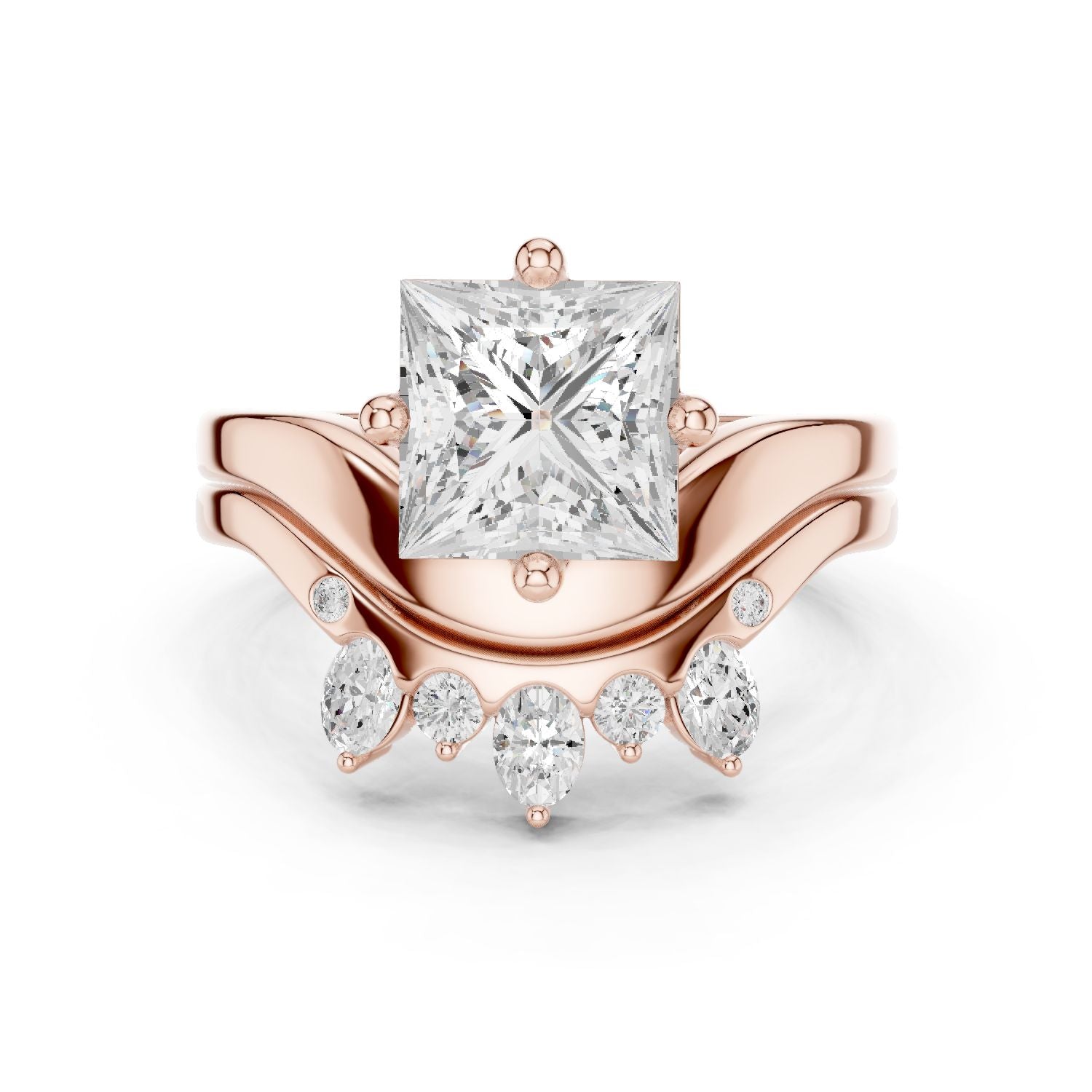 Princess Lab Grown Diamond Side-Stone Engagement Ring