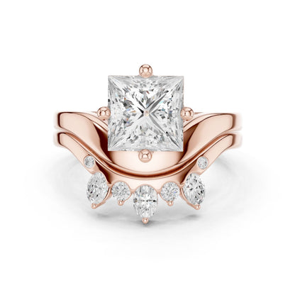 Princess Lab Grown Diamond Side-Stone Engagement Ring