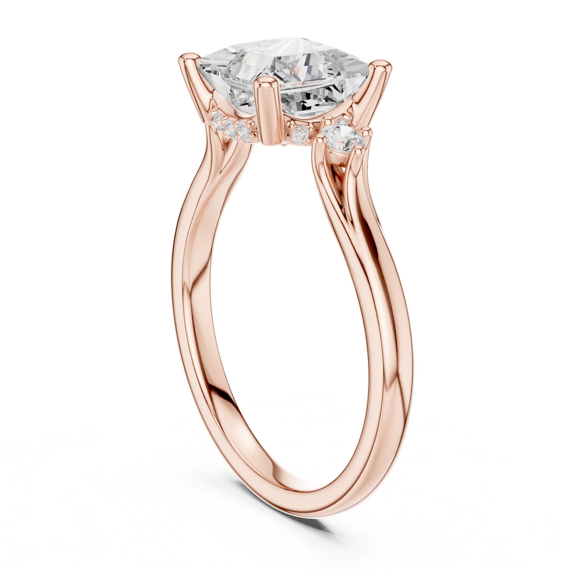 Princess Lab Grown Diamond Side-Stone Engagement Ring