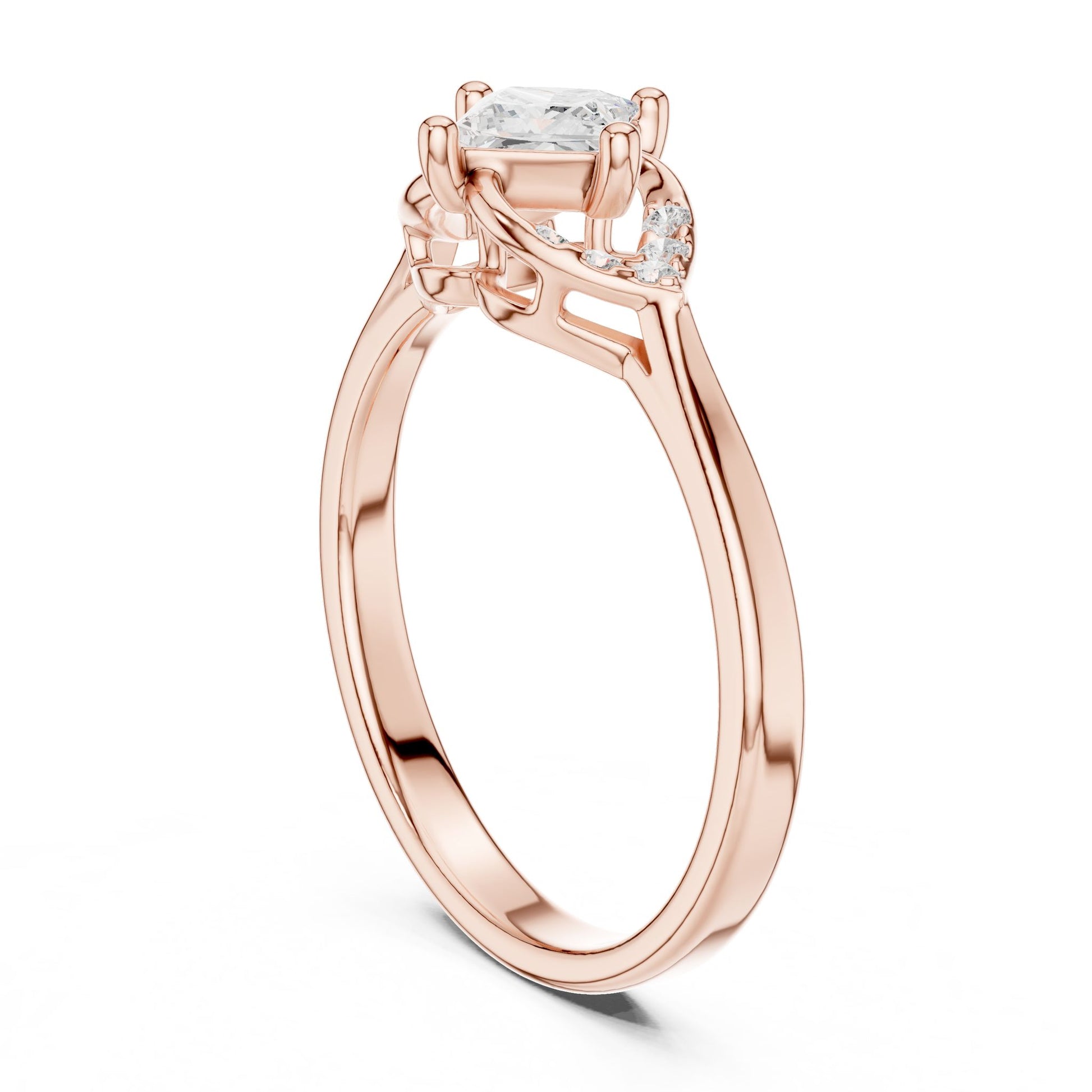 Princess Lab Grown Diamond Side-Stone Engagement Ring