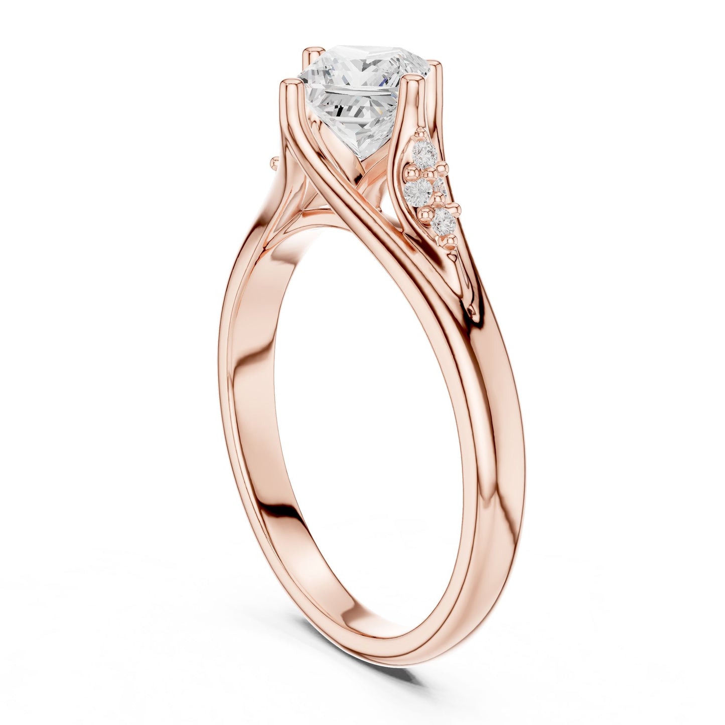 Princess Lab Grown Diamond Side-Stone Engagement Ring