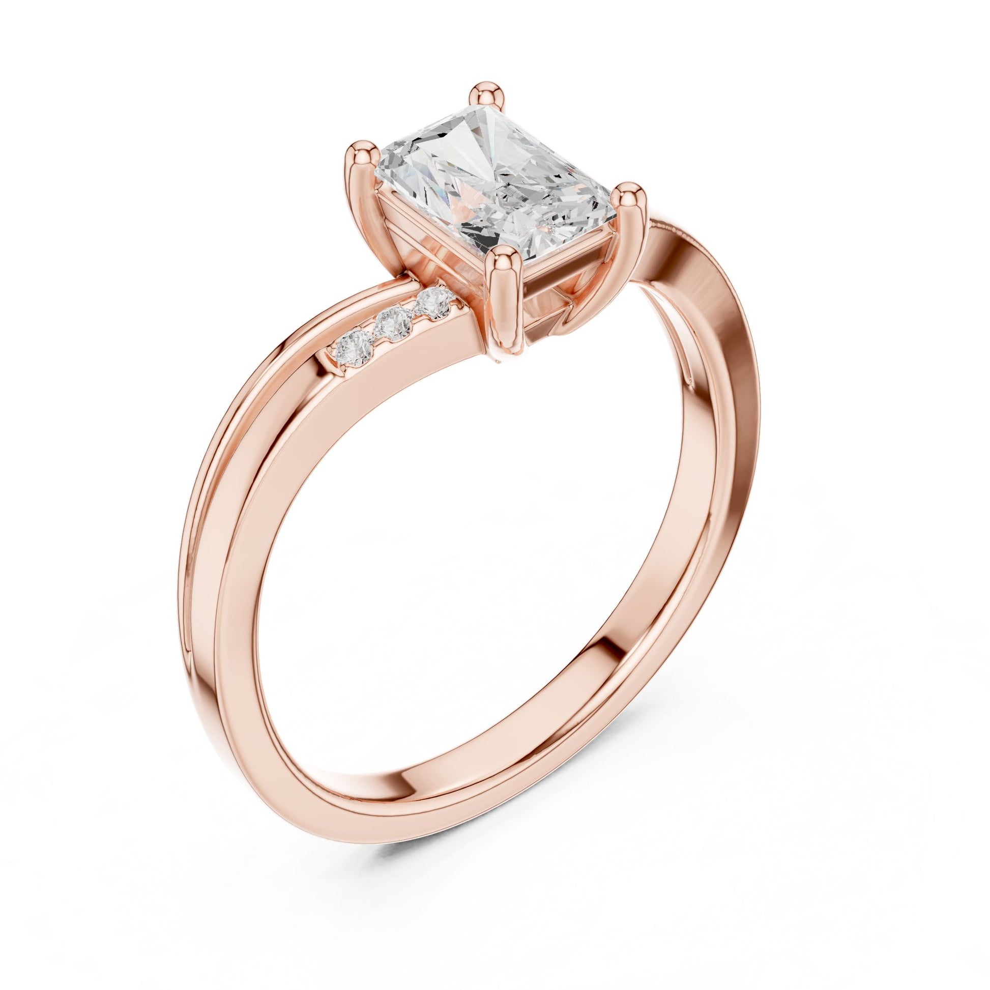 Princess Lab Grown Diamond Side-Stone Engagement Ring