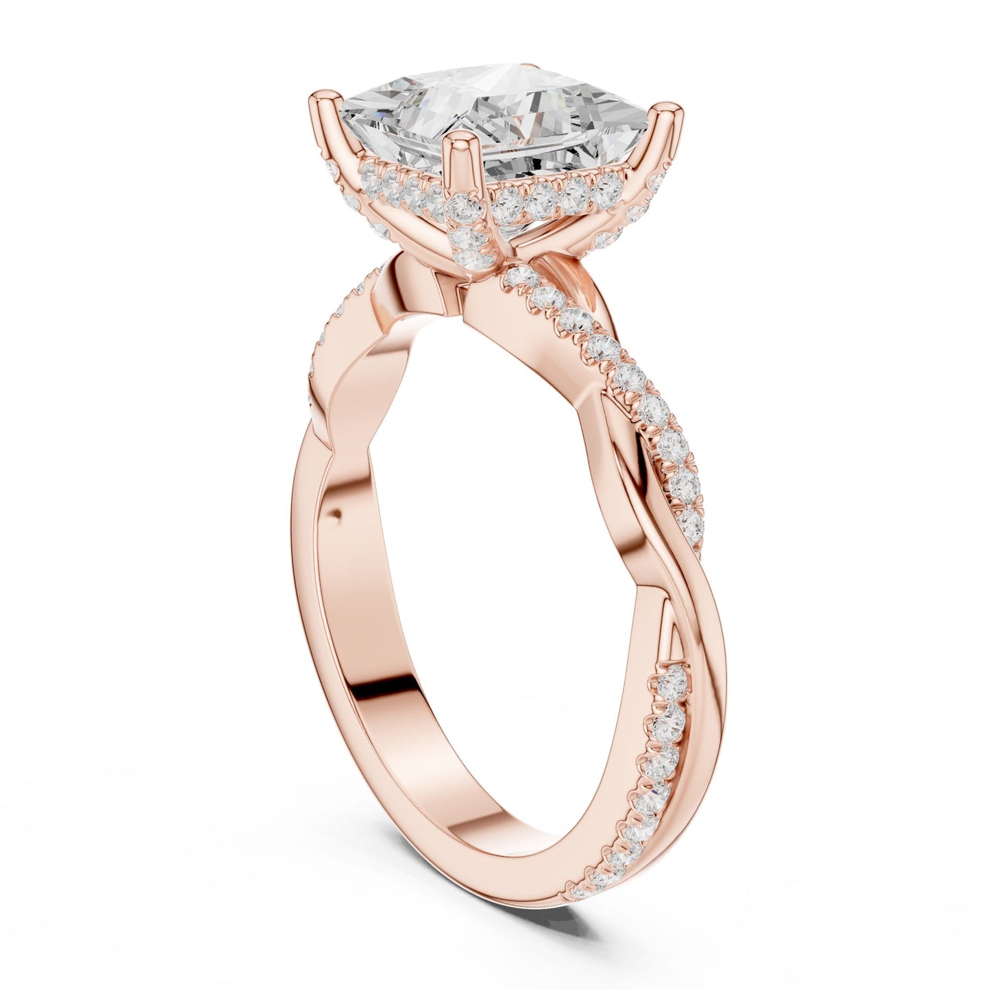 Princess Lab Grown Diamond Side-Stone Engagement Ring