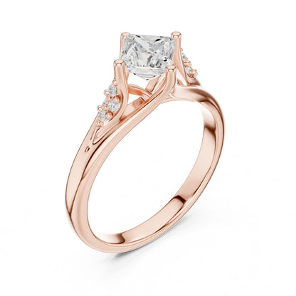 Princess Lab Grown Diamond Side-Stone Engagement Ring