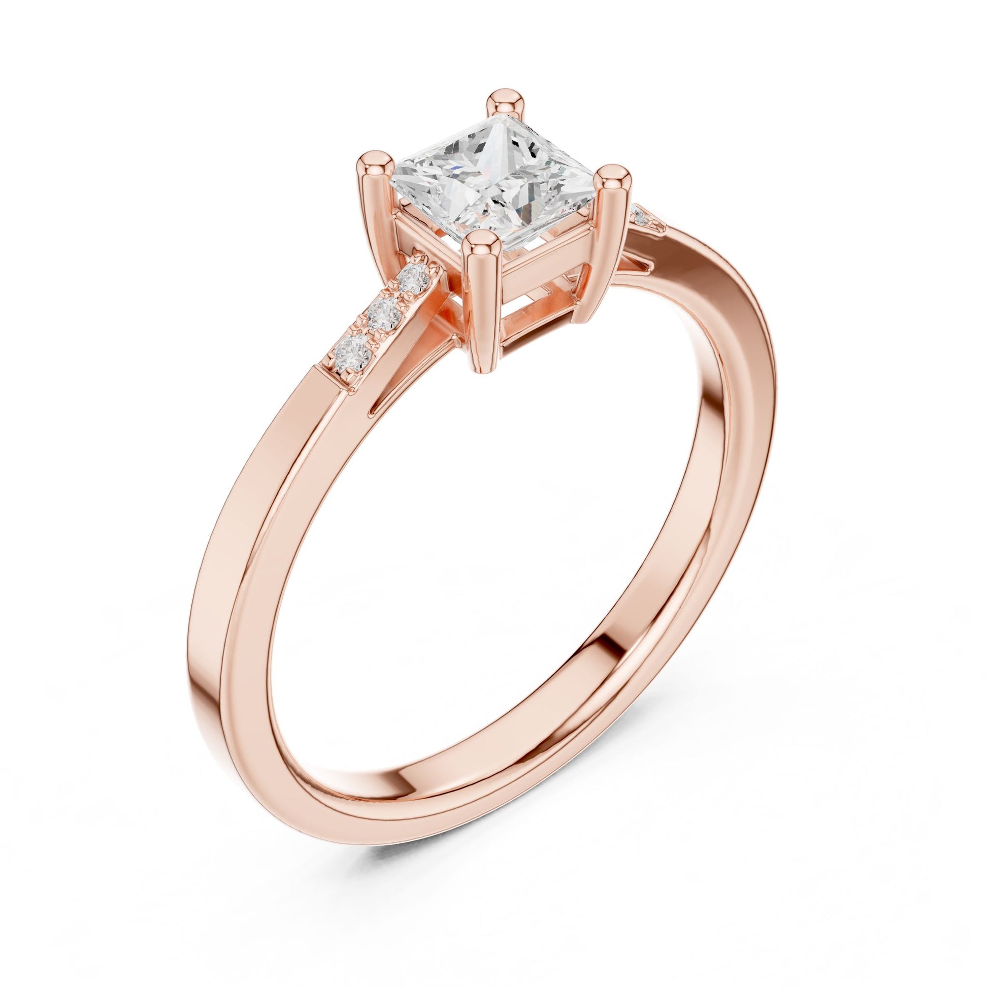 Princess Lab Grown Diamond Side-Stone Engagement Ring