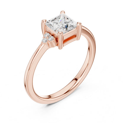 Princess Lab Grown Diamond Side-Stone Engagement Ring