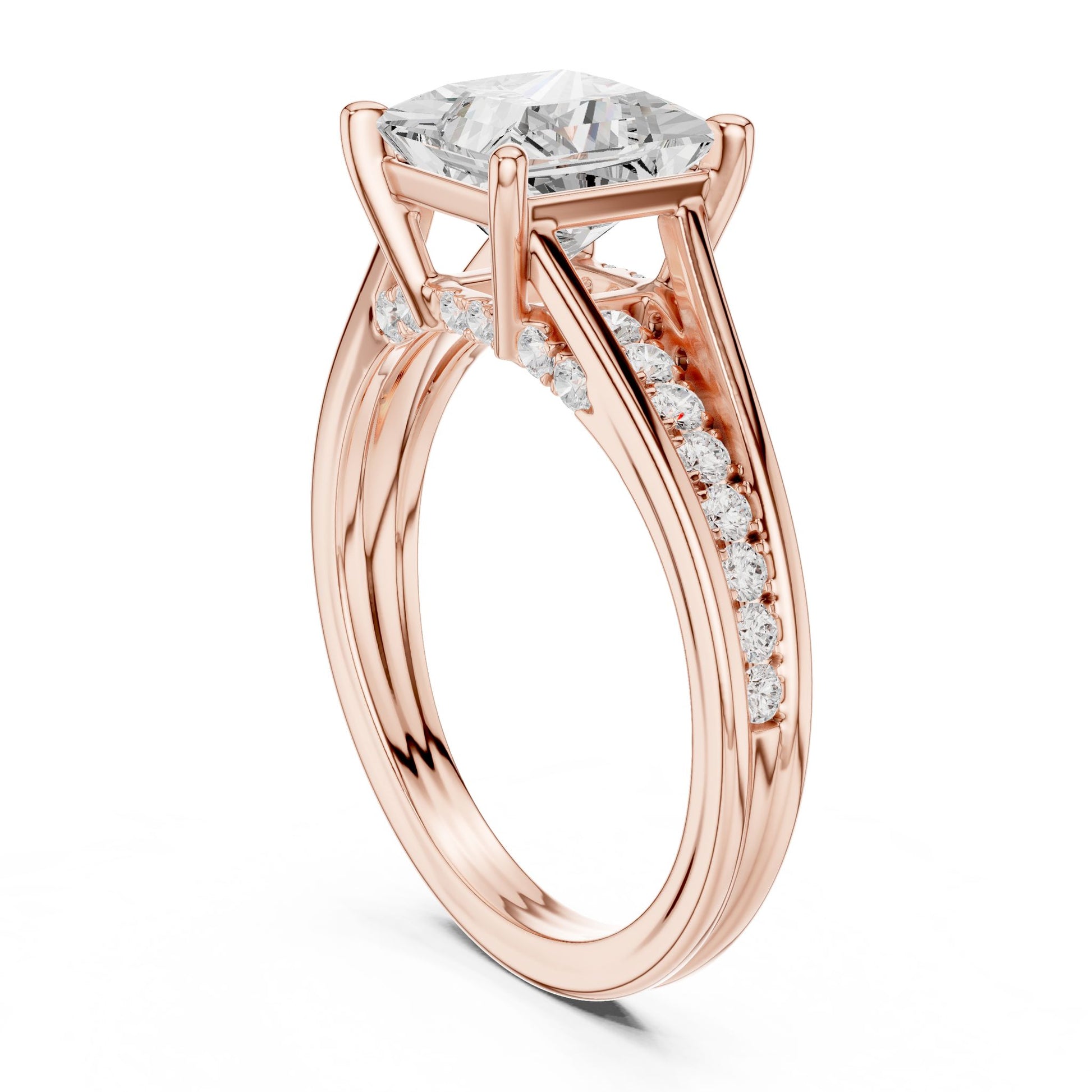 Princess Lab Grown Diamond Side-Stone Engagement Ring