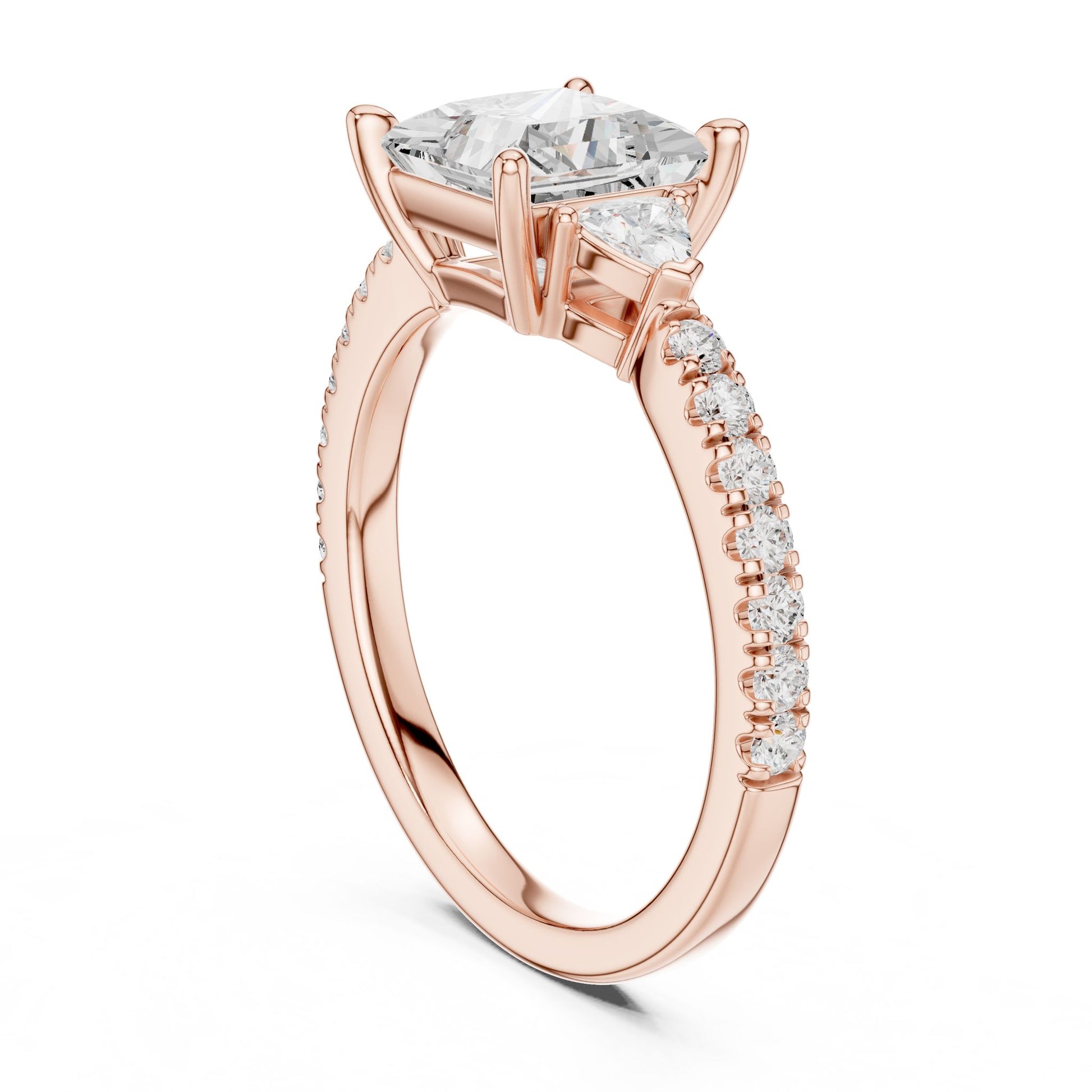 Princess Lab Grown Diamond Side-Stone Engagement Ring