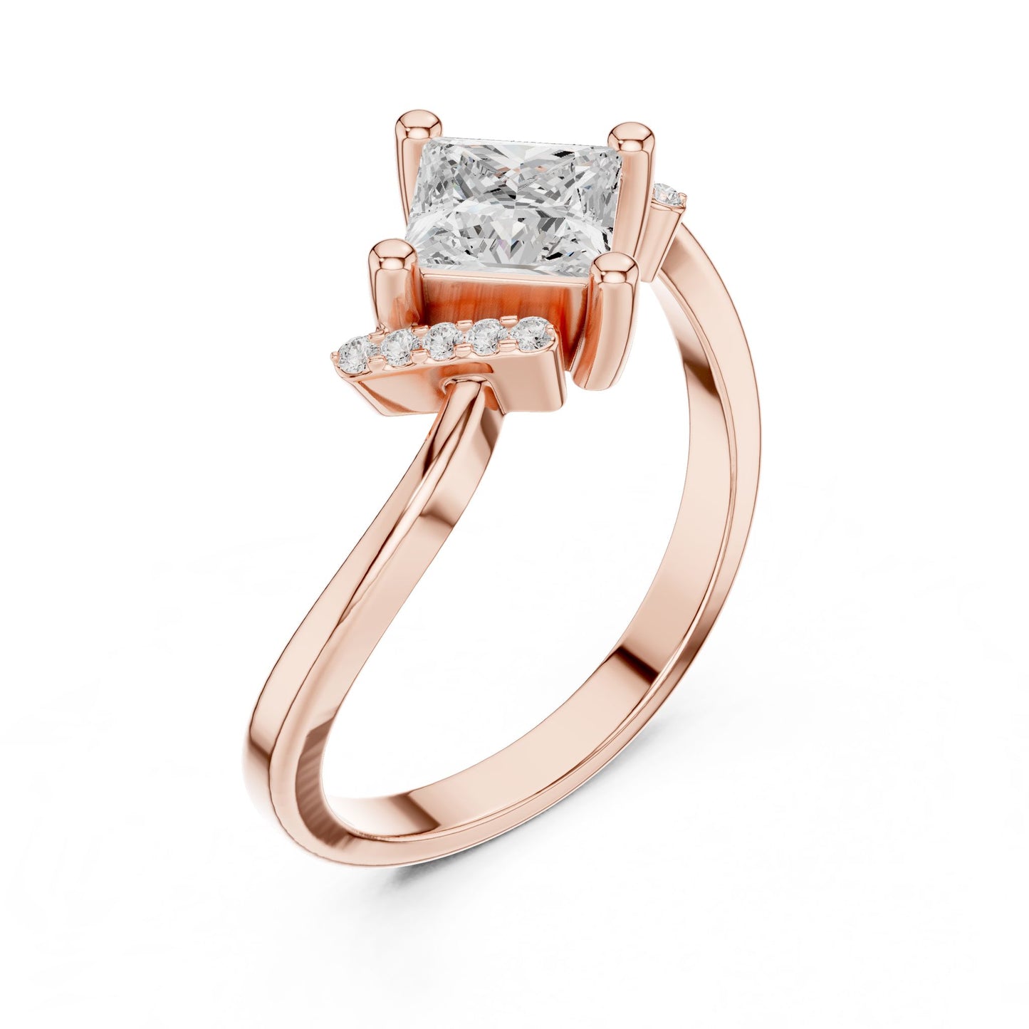 Princess Lab Grown Diamond Side-Stone Engagement Ring