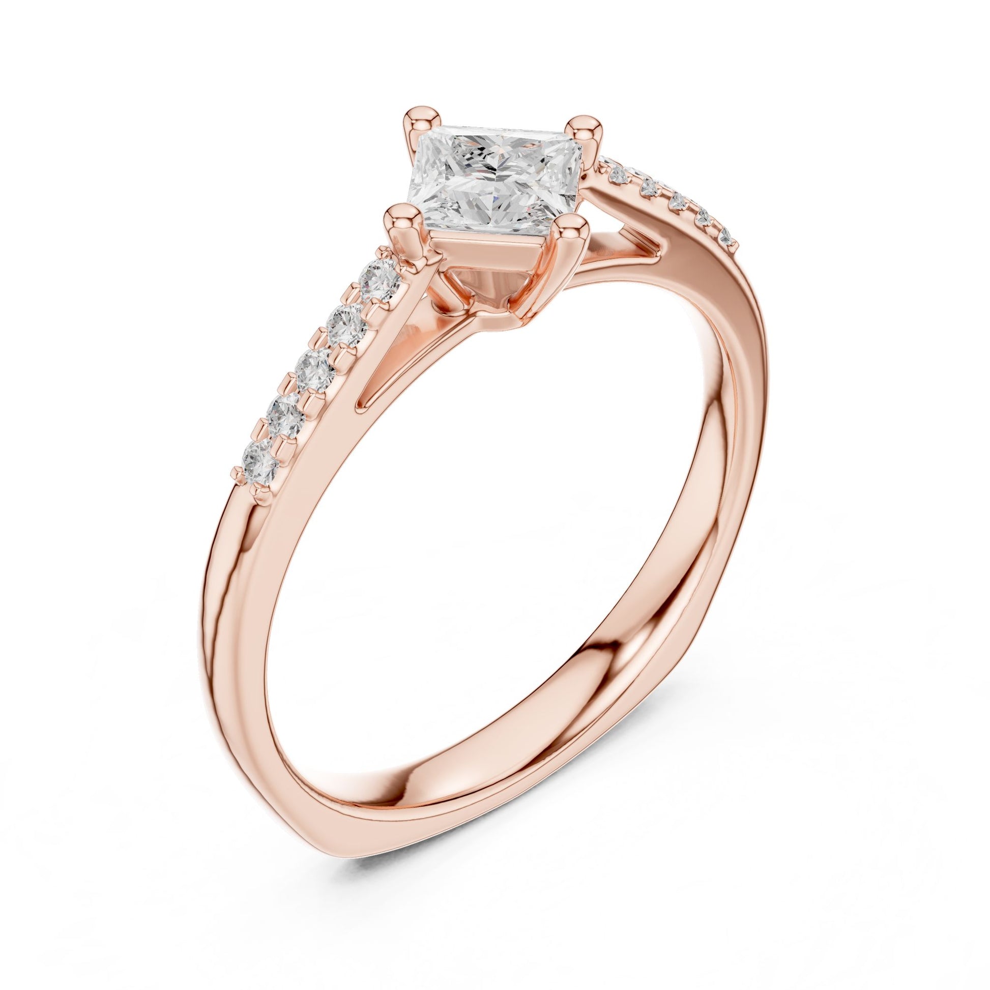 Princess Lab Grown Diamond Side-Stone Engagement Ring
