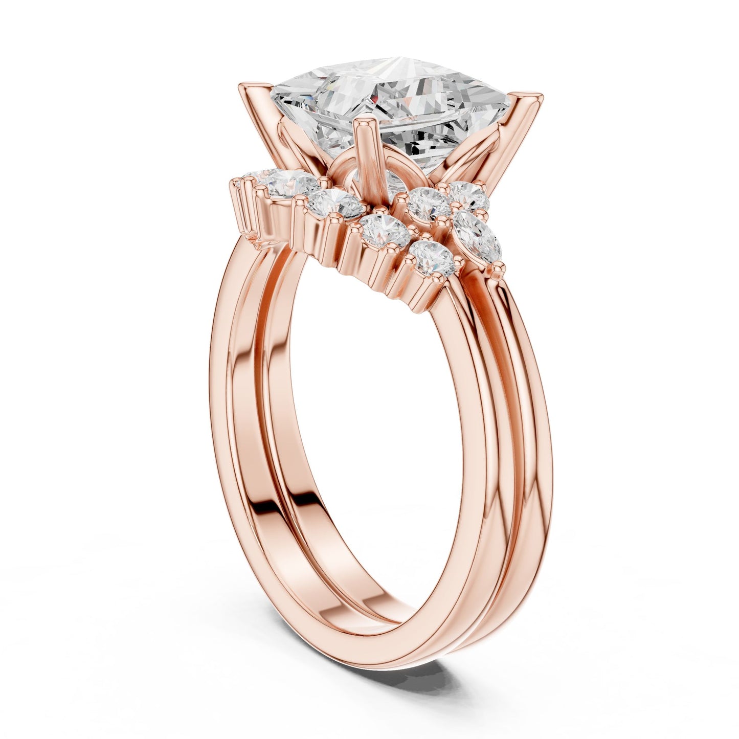 Princess Lab Grown Diamond Side-Stone Engagement Ring