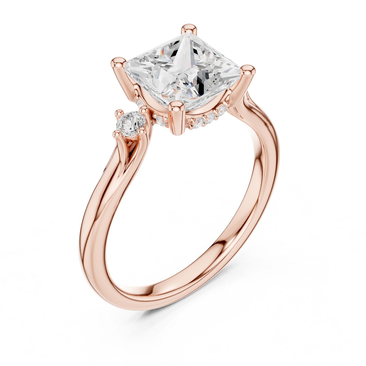 Princess Lab Grown Diamond Side-Stone Engagement Ring
