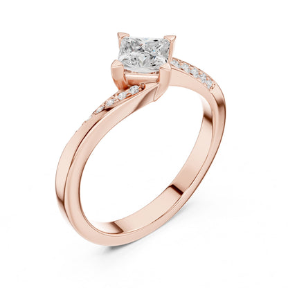 Princess Lab Grown Diamond Side-Stone Engagement Ring