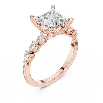 Princess Lab Grown Diamond Side-Stone Engagement Ring