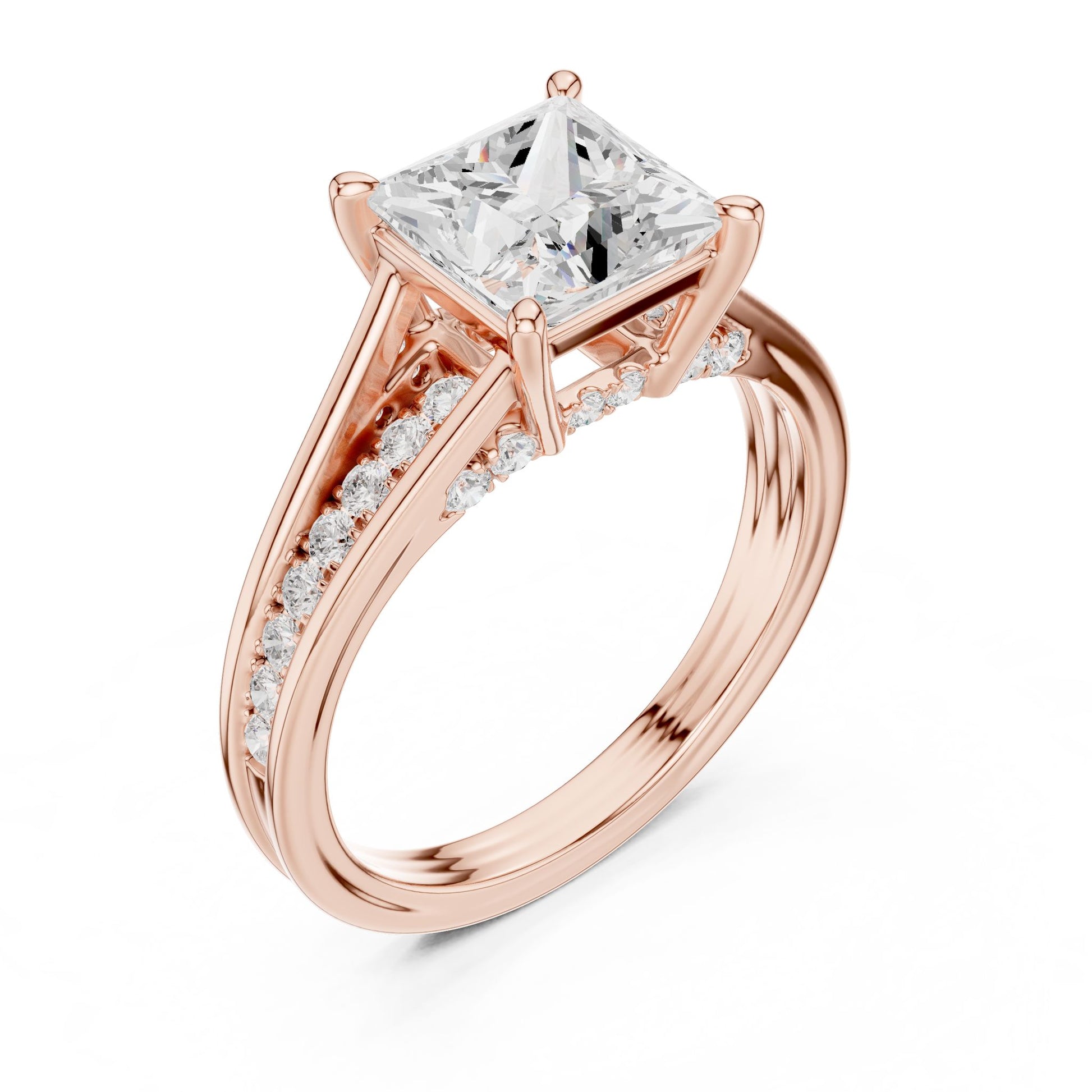 Princess Lab Grown Diamond Side-Stone Engagement Ring