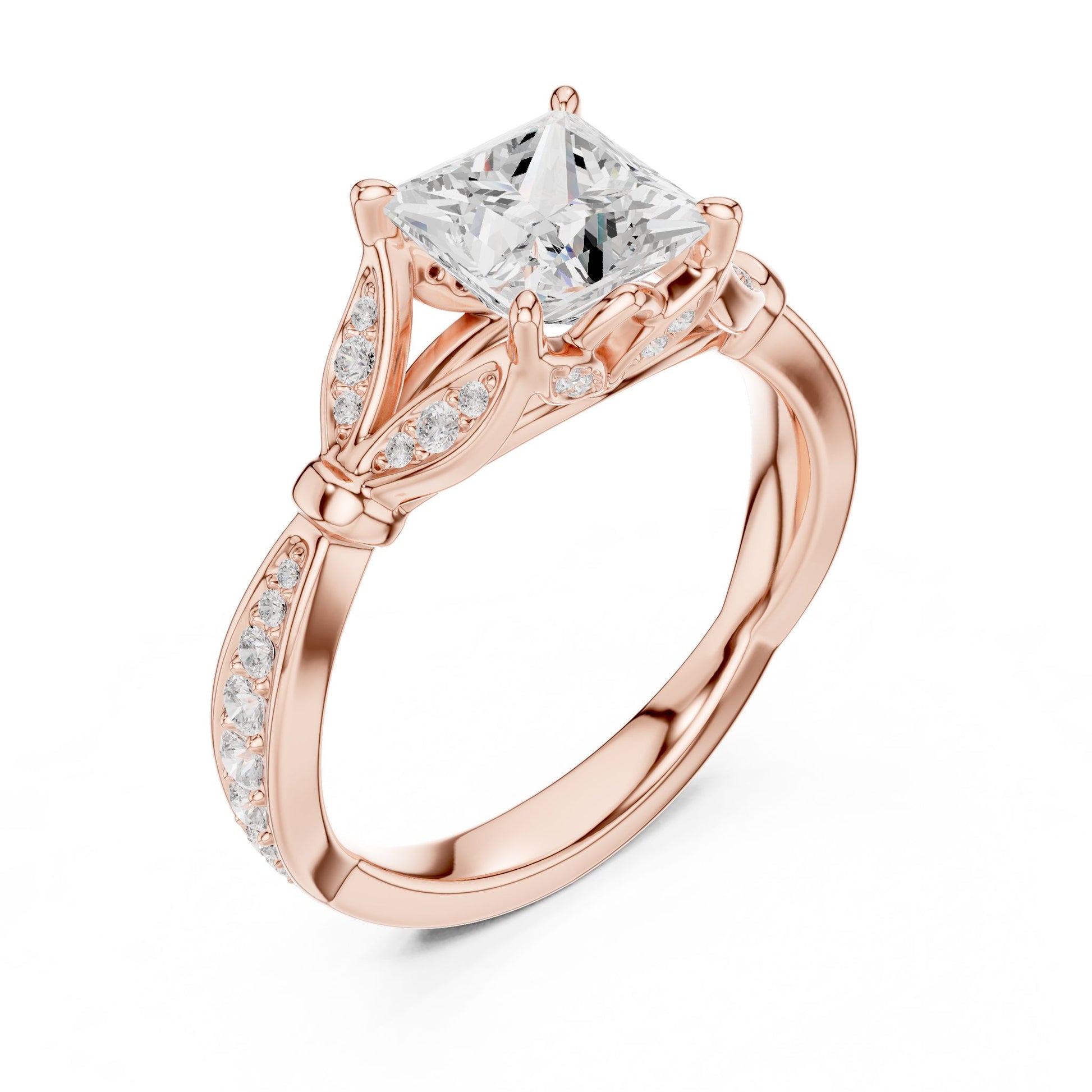 Princess Lab Grown Diamond Side-Stone Engagement Ring