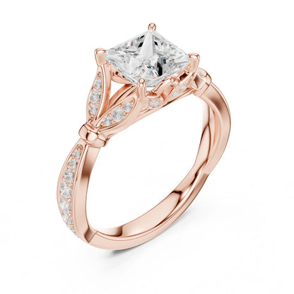 Princess Lab Grown Diamond Side-Stone Engagement Ring