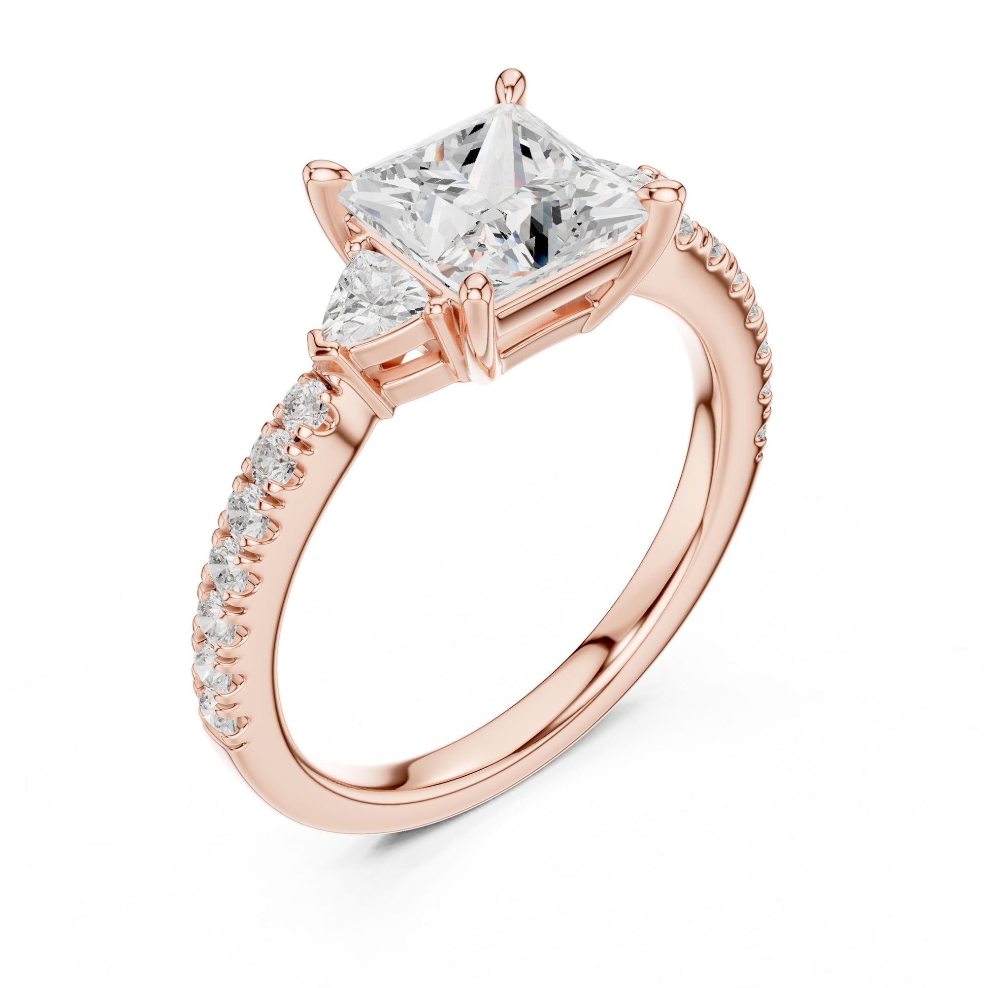 Princess Lab Grown Diamond Side-Stone Engagement Ring