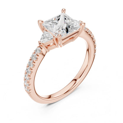 Princess Lab Grown Diamond Side-Stone Engagement Ring